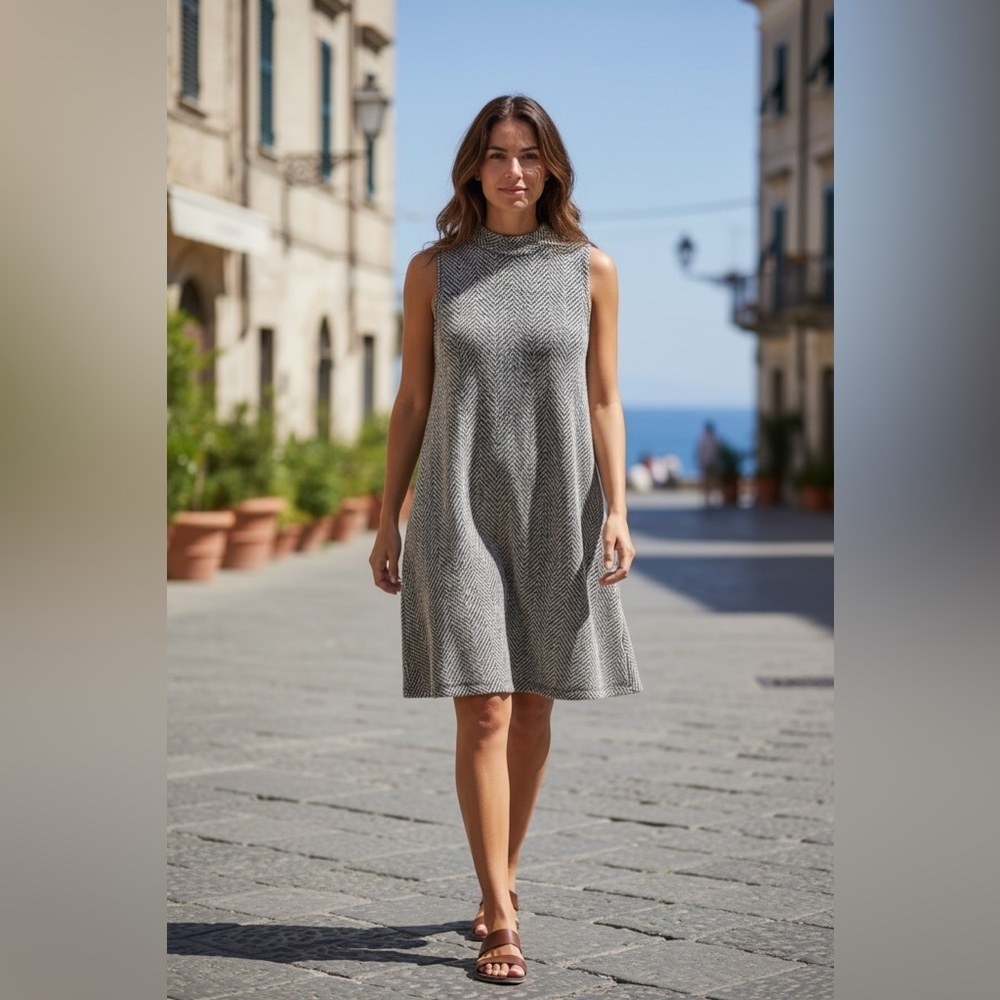 🖤 Allison Joy Sleeveless A-Line Herringbone Dress – Size Medium 🖤